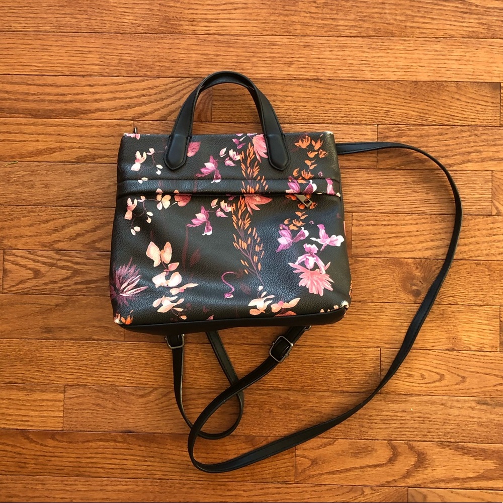 A NEW DAY Crossbody Backpack Floral Vegan Leather Bag